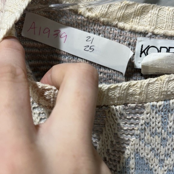 Vtg Koret Womens Pastel Chunky Sweater M Textured Snowflakes Cotton Blend - Picture 4 of 9